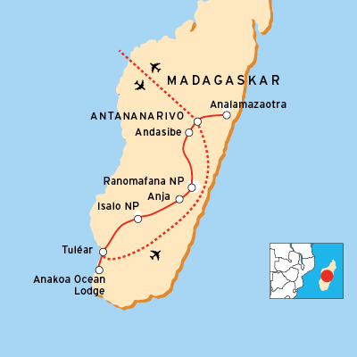 Reiseroute durch Nationalparks von Madagaskar