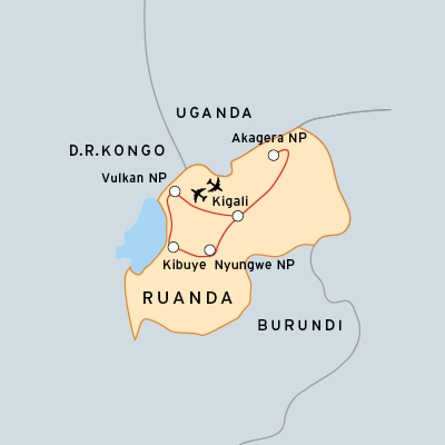 Safariverlauf durch Ruanda Nationalparks