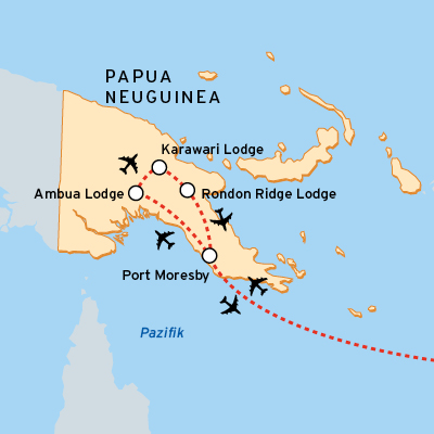 Reisekarte Papua-Neuguinea – Reise zu den Paradiesvögeln