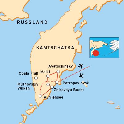 Reiseroute Kamtschatka