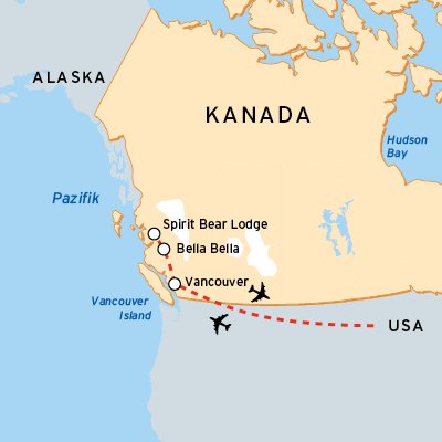 Reiseroute Kanada Geisterbären in British Columbia