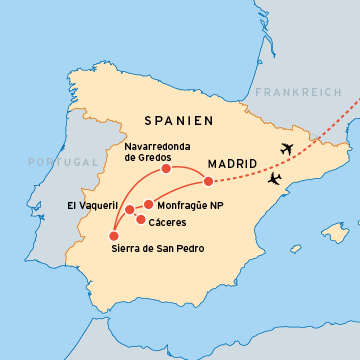 Reiseroute Extremadura