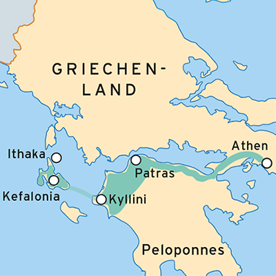 Reiseroute durch Griechenland Kefalonia und Ithaka