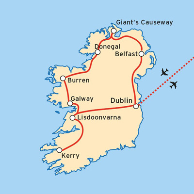 Route einer Irland Naturreise