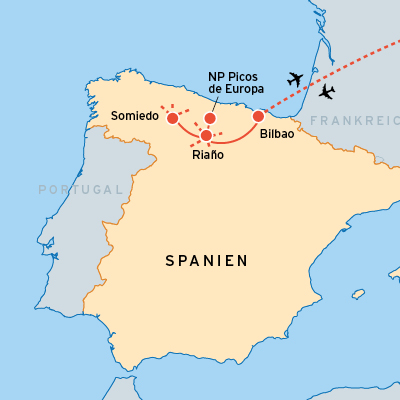 Route der Fotoreise Nordspanien