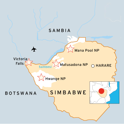 Simbabwe Privatsafari Karte