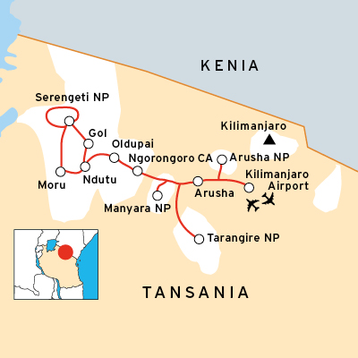 Safariverlauf durch die bekanntesten Nationalparks von Nord-Tansania