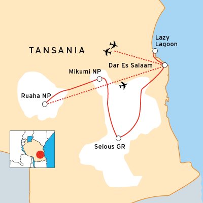 Safari Route durch die südlichen Parks in Tansania