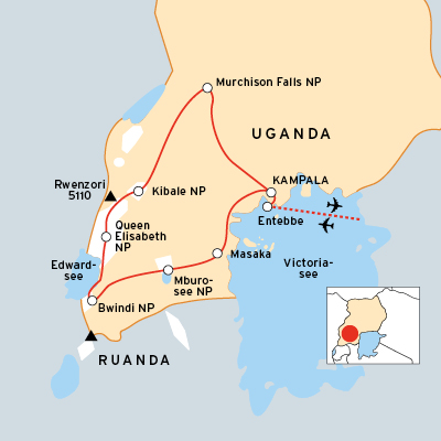 Safariverlauf durch Nationalparks in Uganda