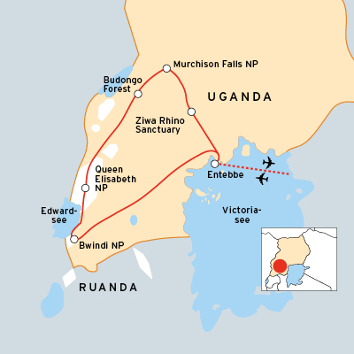 Safariverlauf einer kurzen Reise durch Uganda