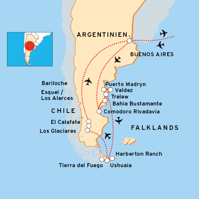 Reiseroute Argentinien Naturrundreise