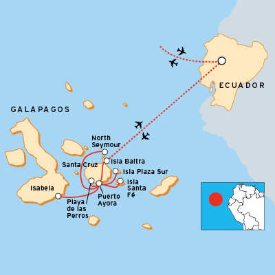Reiseroute Galápagos Inselhopping