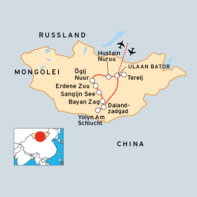 Reiseroute Mongolei