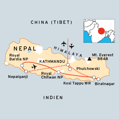 Reiseroute Nepal
